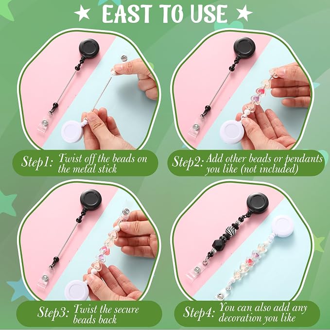 Sayglossy 100 Pcs Beadable Badge Reel Retractable Clips Holder - Image 4