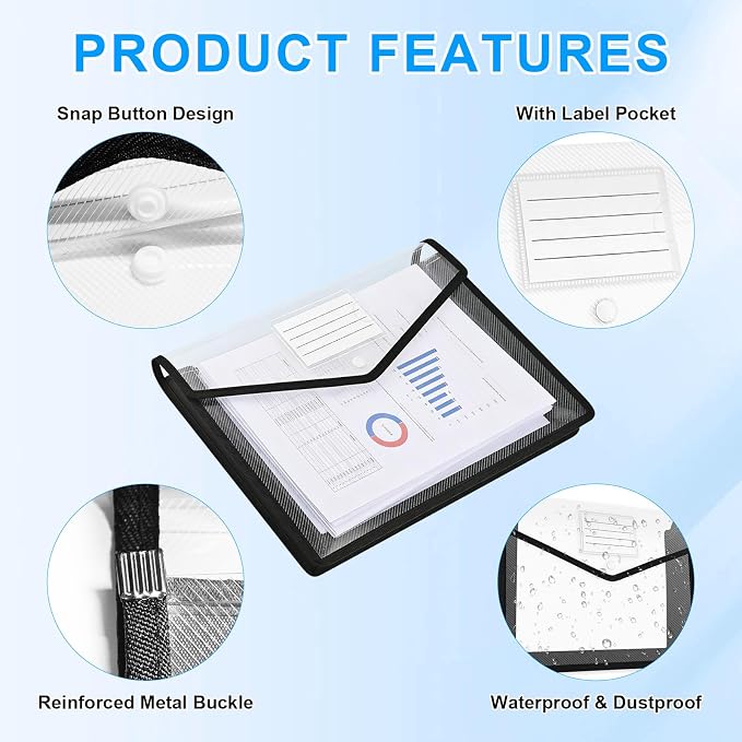 HOUYEE 2 Pack Plastic Expanding File Folder, Envelope File Folder Organizer - Image 3