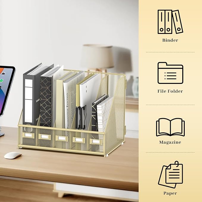 SUPEASY Desk Organizers Metal Desk Magazine File Holder - Image 6