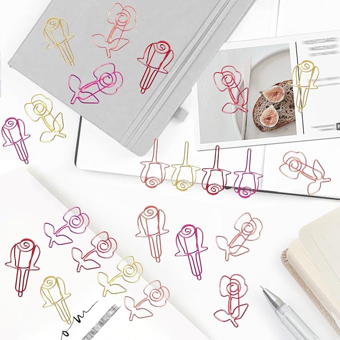 80 Pcs Cute Flower Paper Clips Set, Floral Paper Clips - Image 4