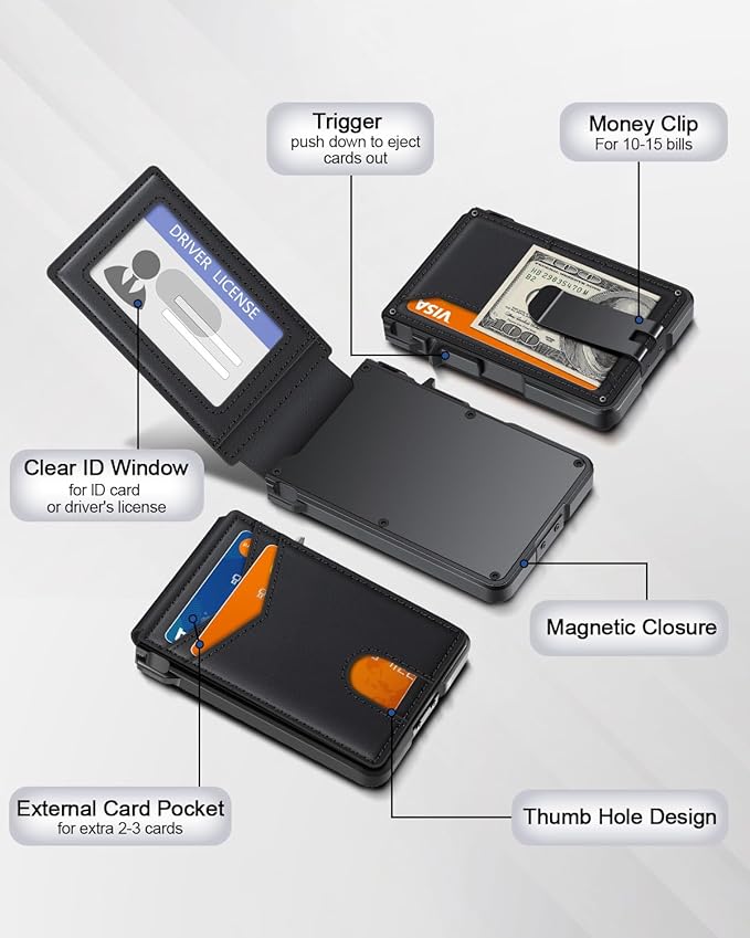 ZALVEX Wallet for Men, Mens Minimalist Wallet 9-13 Cards, Slim Compact Wallet - Image 3