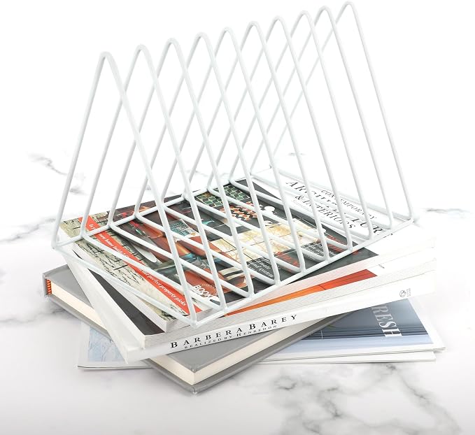 EASEPRES Vinyl Record Holder Storage, 9 Slot Metal Magazine Book Album Display - Image 5