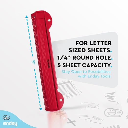 3 Hole Punch Red, Portable Hole Puncher - Image 5