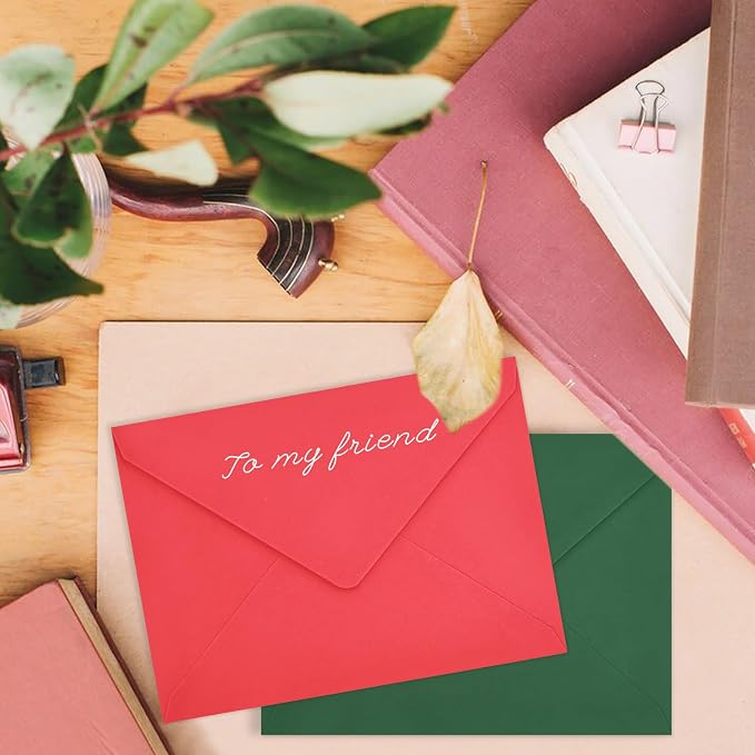 100 Pack Christmas A7 Envelopes, 5.24 x 7.24 in Envelopes - Image 2
