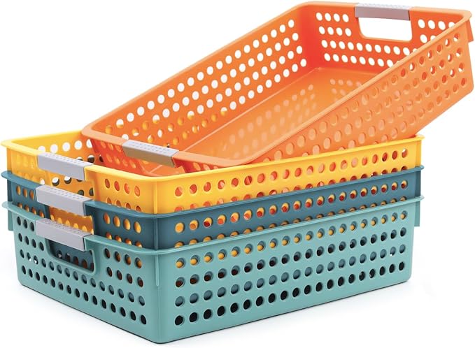 4A Paper Tray Organizer, 4 Pack Paper Tray Durable Desk Storage Bins, Stackable by Coobbar