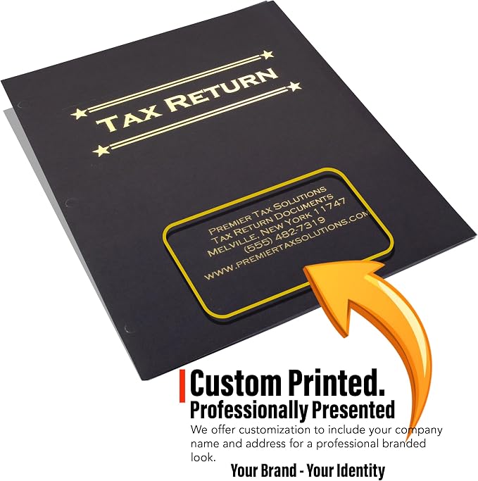 Tax Return Pocket Folders, Custom Printed Gold Foil Presentation Covers - Image 3