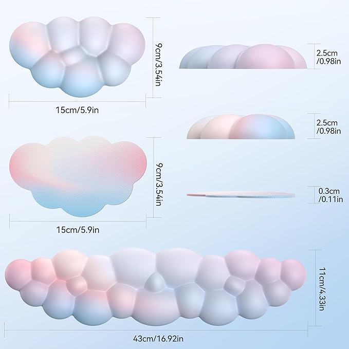 TECKNET Cloud Keyboard Wrist Rest Set, Cloud Wrist Rest - Image 6