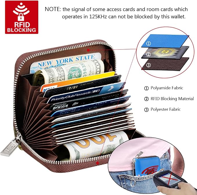 FurArt Zipper Wallet Women, RFID Blocking Credit Card Wallet, Business Card - Image 5