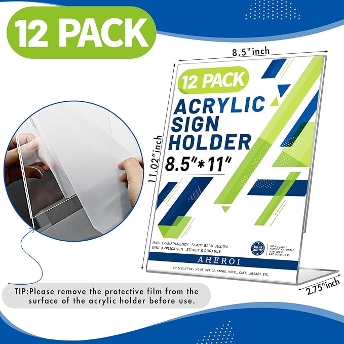 Aheroi 12 PCS Acrylic Sign Display Stands - Image 2