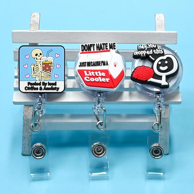 30 Pack Funny Retractable Badge Reel Holder Fun Humorous PVC ID Badge Reels - Image 2