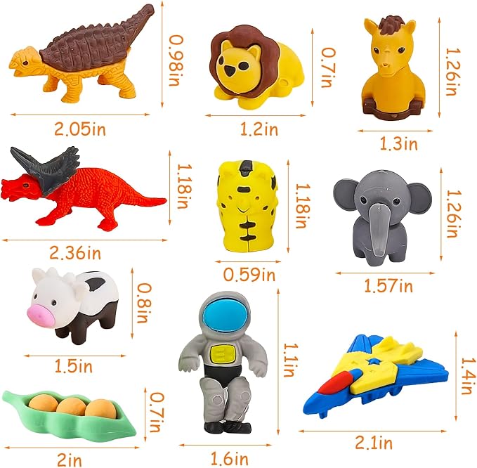URSKYTOUS 130Pcs Animal Erasers Kids Desk Pets Pencil Erasers 3D Puzzle Bulk - Image 7