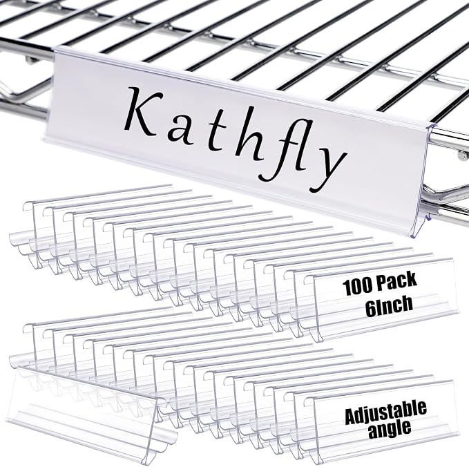 Kathfly 100 Pack Wire Shelf Label Holders Shelf Cable Tags by Kathfly