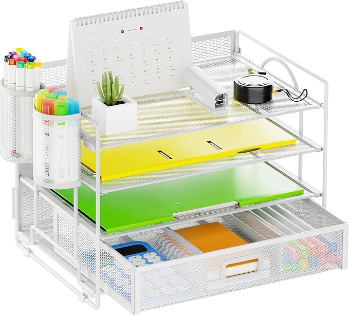Marbrasse Desk Organizer and Accessories Polystyrene, 4-Tier Paper File Letter by Marbrasse