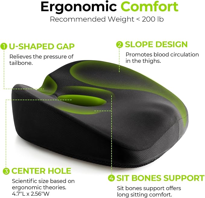 AUVON Innovative Donut Pillow Hemorrhoids Scientific Center Hole and Tailbone - Image 3
