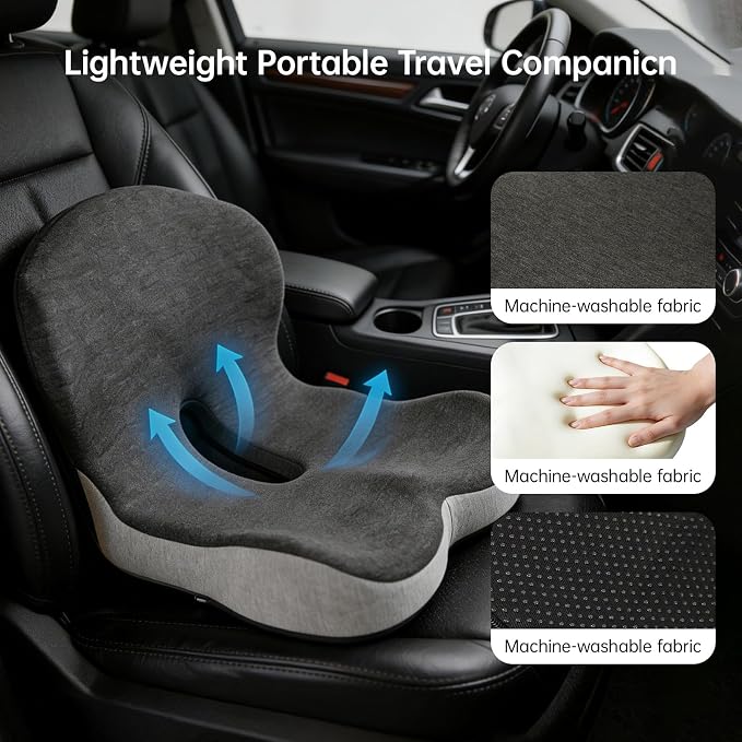 Orthopedic Seat Cushion, L-Shaped Ergonomic Memory Foam Back & Seat Support - Image 5