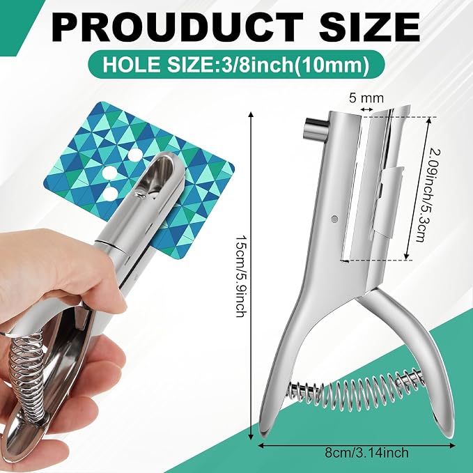 Chumia 1 Pcs Heavy Duty Hole Punch 2" Long Reach 3/8 Inch Paper Single One Hole - Image 3