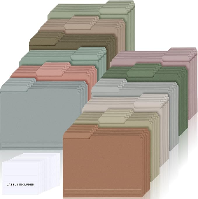 144 Pcs File Folders 9.5x11.6 Inch Manilla Folders Letter Size by Resholder