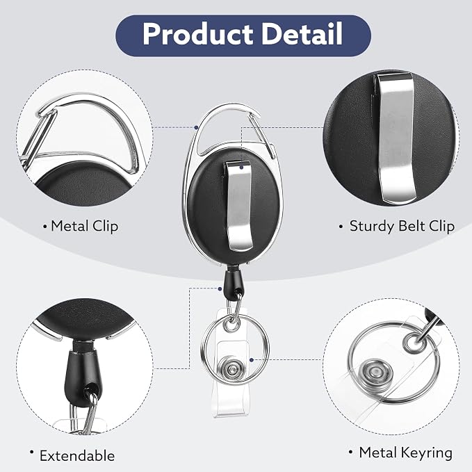 50 Pack Badge Reels Retractable ID Badge Holder - Image 6
