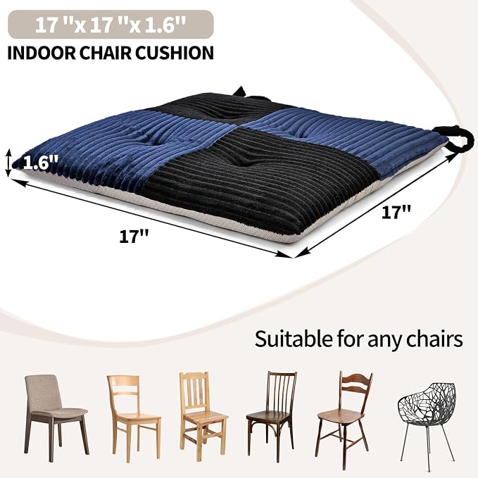 Office Stacking Chair Cushions 4 Pack, Corduroy High Density Foam Kitchen Seat - Image 4