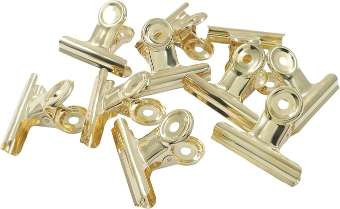 10 Pack Antique Gold Bulldog Clips - 50mm Small Metal Paper Clips Clamps by Unknown
