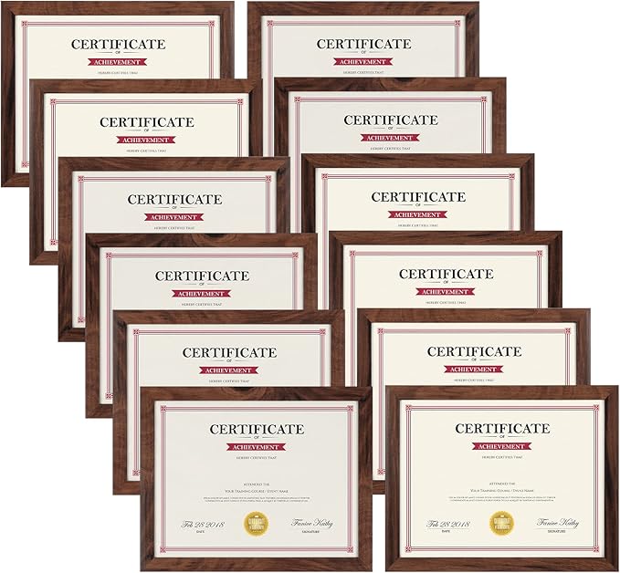 Giftgarden 8.5x11 Picture Frame Brown Set of 12, Wall or Tabletop Display by Giftgarden