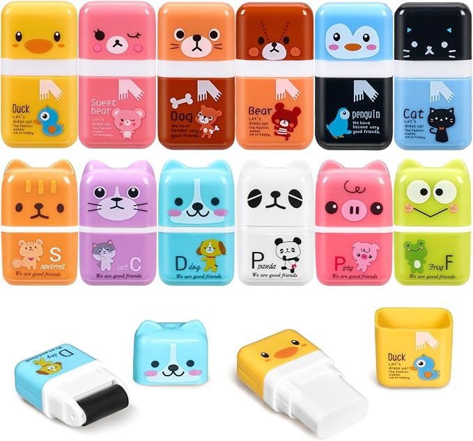 Sooez 12 Pack Pencil Erasers, Cute Erasers Pencil Eraser by Sooez
