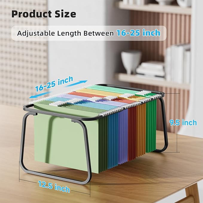 Marbrasse Hanging File Folder Frame, Adjustable Letter Size File Holder 16-25 - Image 4