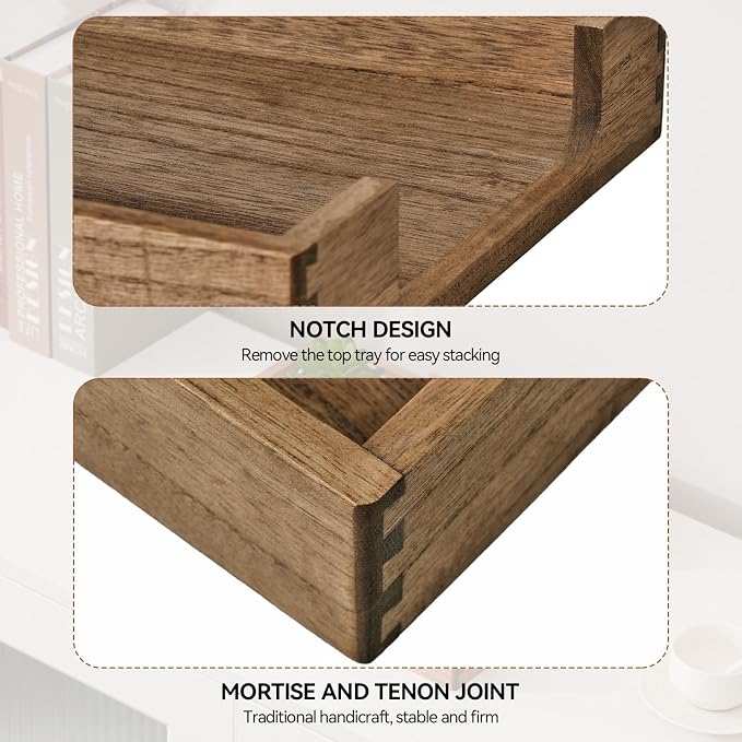 KIRIGEN Wood Letter Tray, Single-Tier Front-Load Desktop Paper Organizer - Image 3