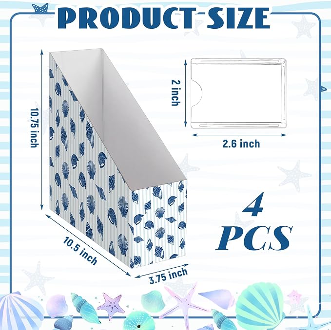 AmazingSpark Set of 4 Coastal Magazine Holder Decorative Foldable Magazine - Image 2