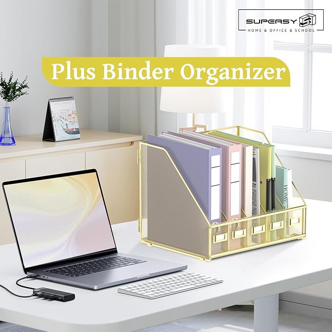 SUPEASY Desk Organizers Metal Desk Magazine File Holder - Image 2