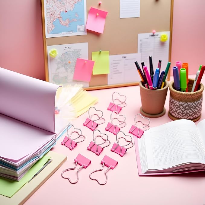 Pink Heart Hollow Out Metal Binder Clips - Image 6