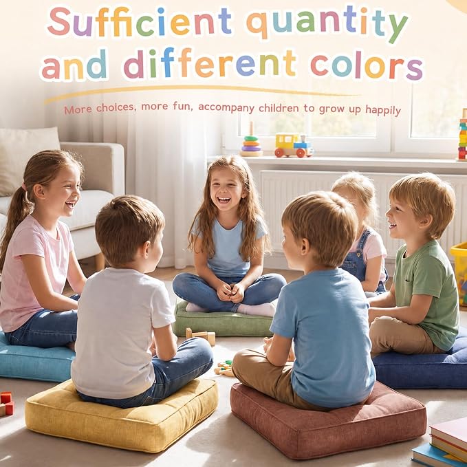 Juexica 8 Pcs Floor Cushions for Kids Floor Pillows Flexible Seating Cushions - Image 6