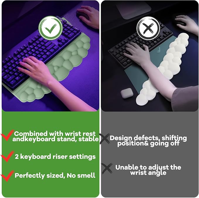 Wrist Rest with Keyboard Stand, Ergonomic Computer Wrist Support Pad, Cloud - Image 6