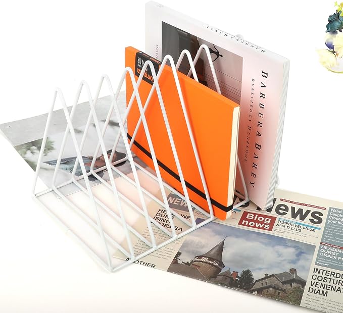 EASEPRES Vinyl Record Holder Storage, 9 Slot Metal Magazine Book Album Display - Image 4