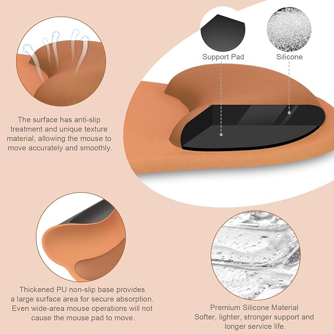 MOSISO Wrist Rest Support for Mouse Pad&Keyboard Set, Circle Curved Ergonomic - Image 2