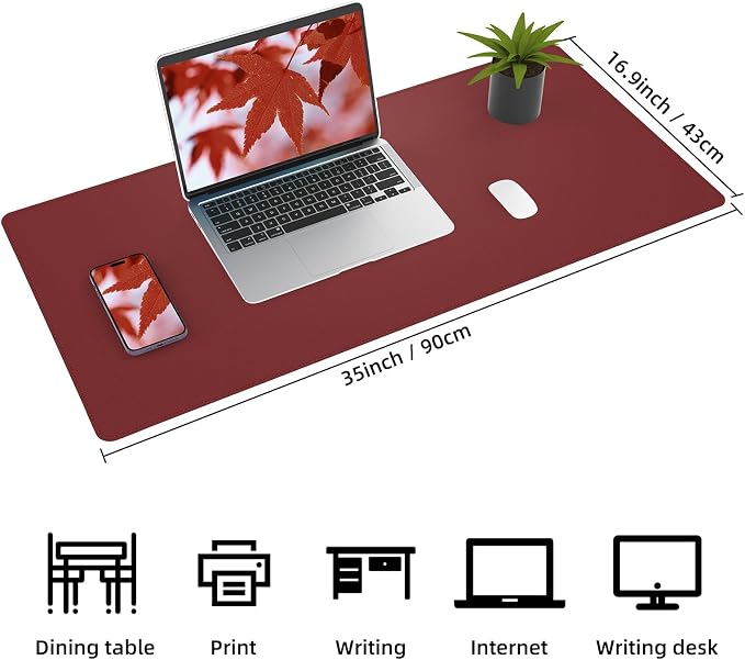 AFIING Cork Desk Mat, 31.5" x 17", Leather Desk pad | Dual-Sided Cork & PU - Image 9