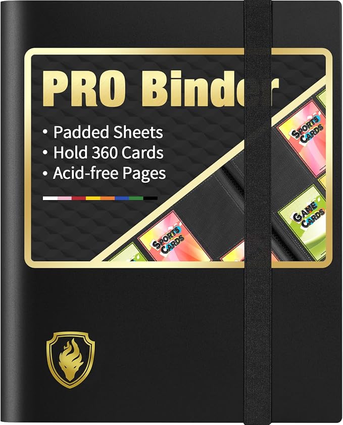 Heavy Duty Card Binder, Fabmaker 9 Pocket Trading Card Binder Holds 360 Cards by Fabmaker