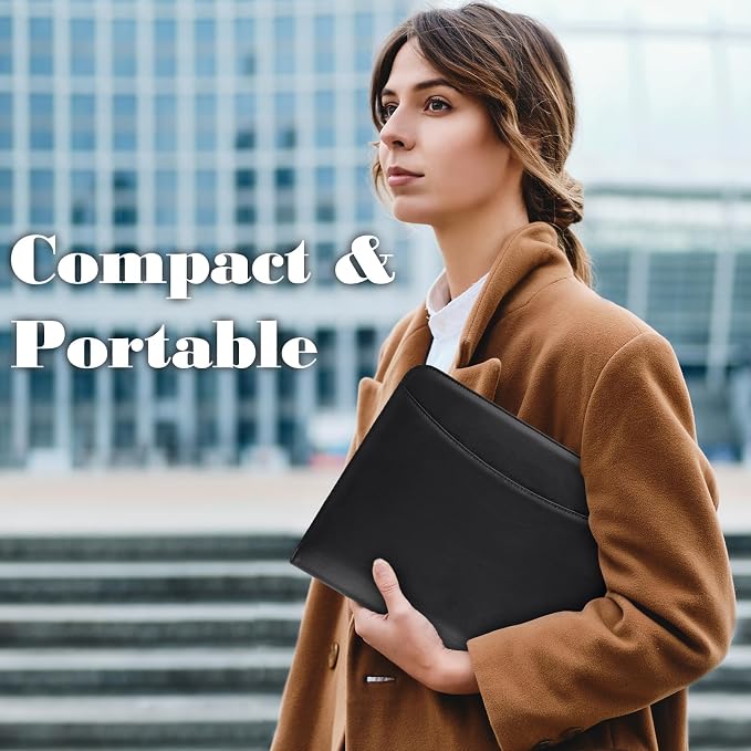 Leather Padfolio Portfolio Binder Organizer, - Image 6