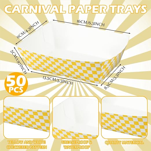 Geosar 100 Pcs Gingham Party Supply Disposable Paper Food Tray Bulk Disposable - Image 2