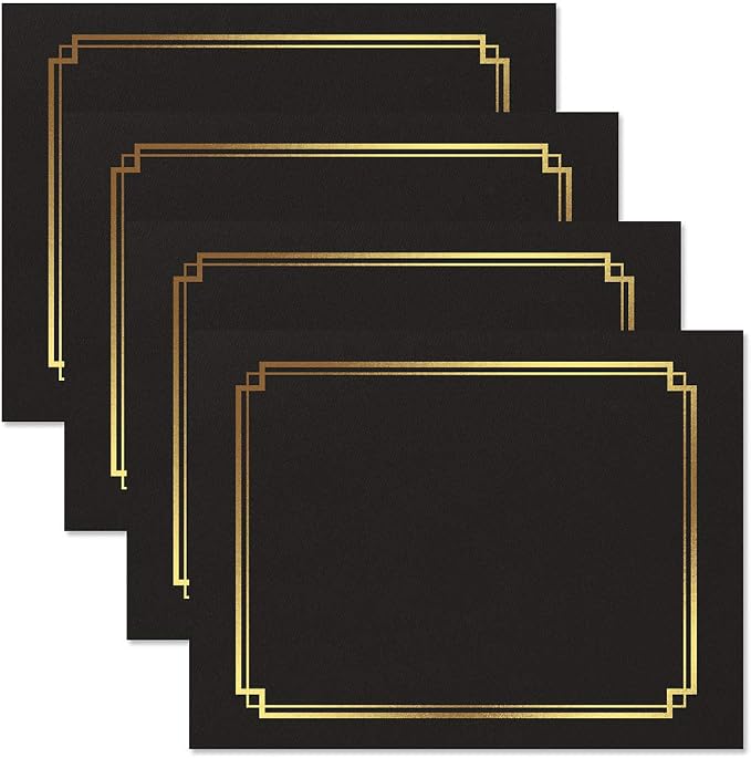 Classic Black & Gold Certificate Folders- Packs 25, Linen Cover 80 lb. Stock - Image 4