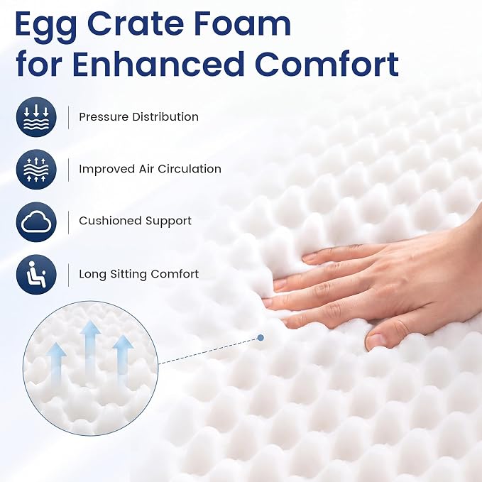 Recliner Seat Cushion, Egg Foam Creat Seat Cushion & Memory Foam Back Pad | - Image 3