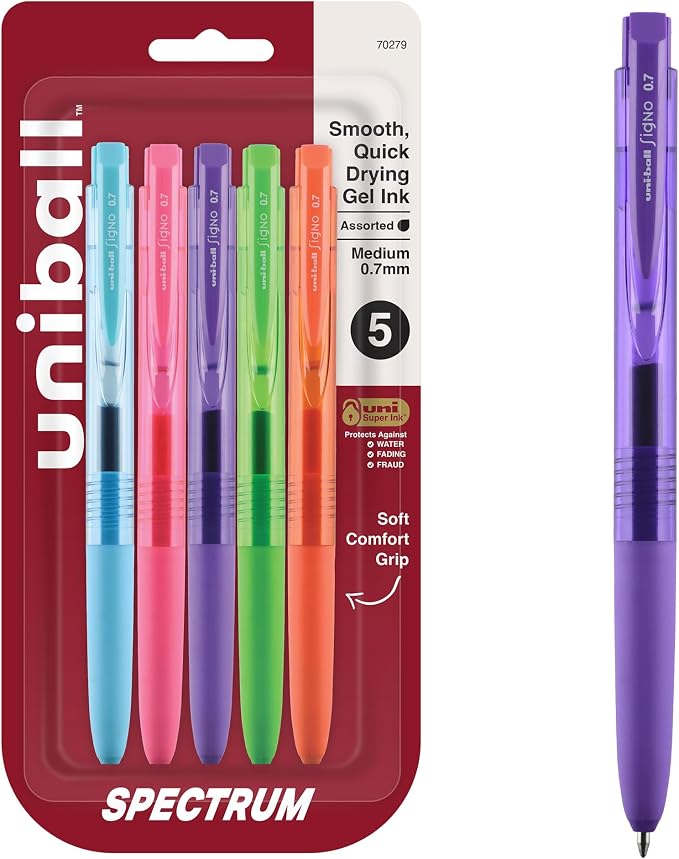 uniball Spectrum Retractable Gel Pens, Medium Point, 5 Pack by uni-ball