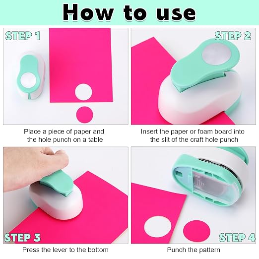 Chengu 3 Pack Craft Paper Punch Circle 2, 1 and 5/8 Inch Punch Paper Punchers - Image 4