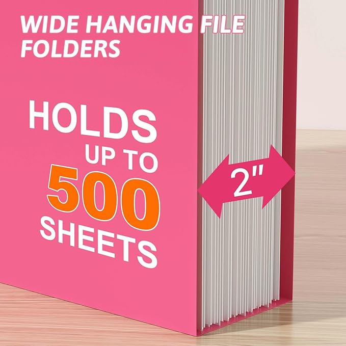 Extra Capacity Plastic Hanging File Folder Letter Size, 12 Pack Reinforced Hang - Image 4