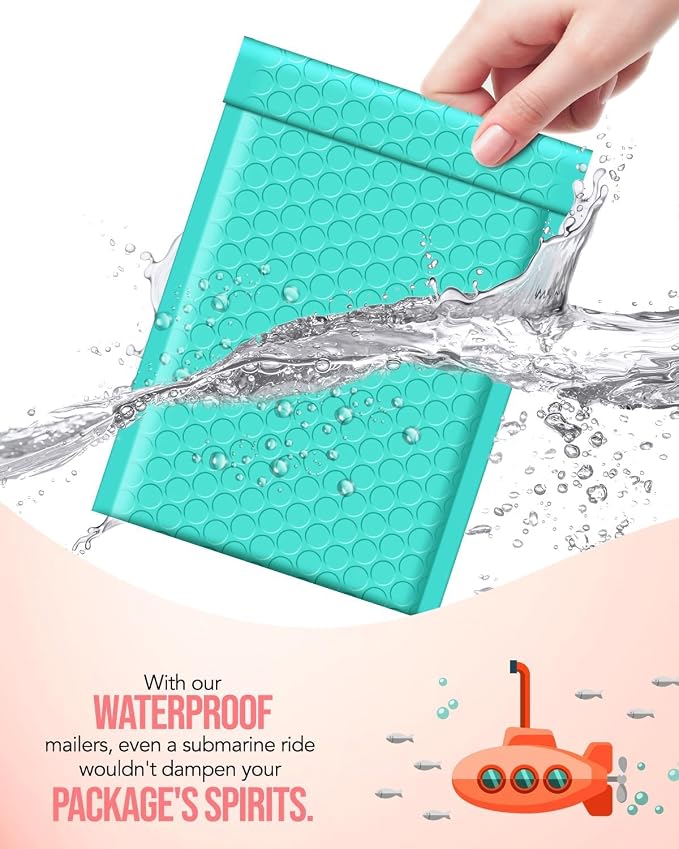 GSSUSA Teal Bubble Mailers 8.5X12 Inches 500 Pack, Padded Poly Bubble Mailer - Image 4