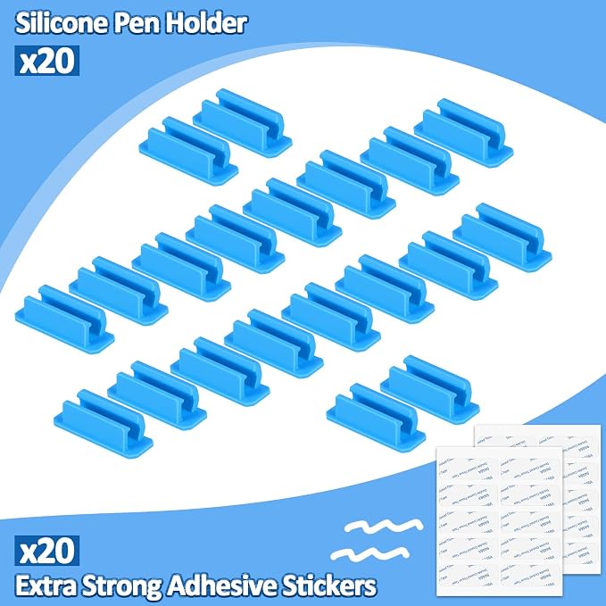 BOBOKA 20Pcs Pencil Holder for Desk, Adhesive Pen Holder for Classroom - Image 7