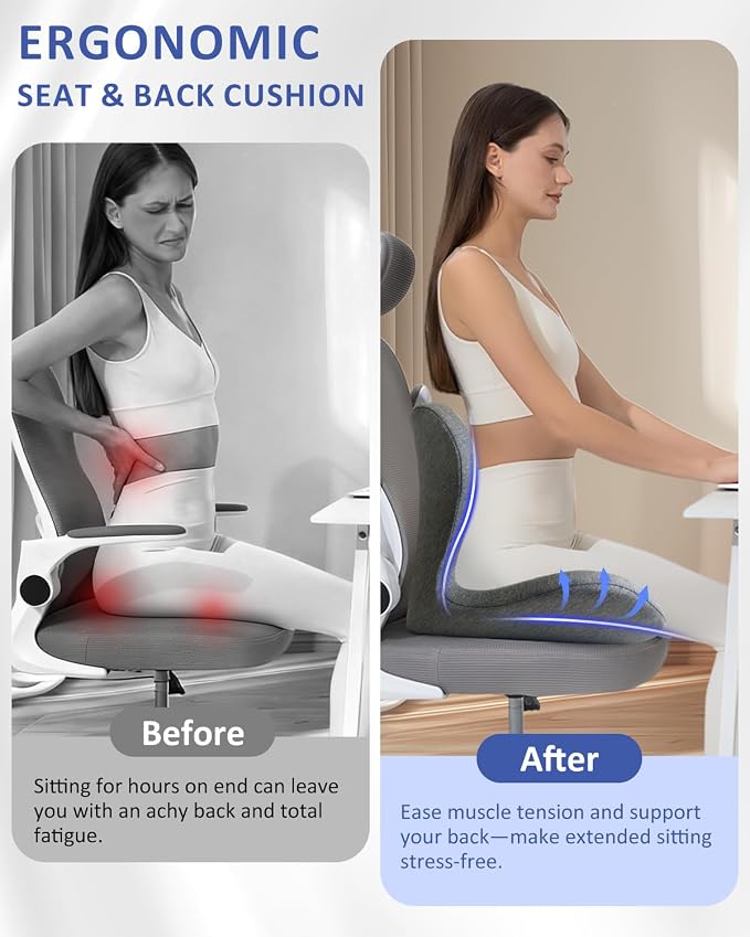 Seat Cushion with Back Support, Lumbar Support Pillow - Image 7