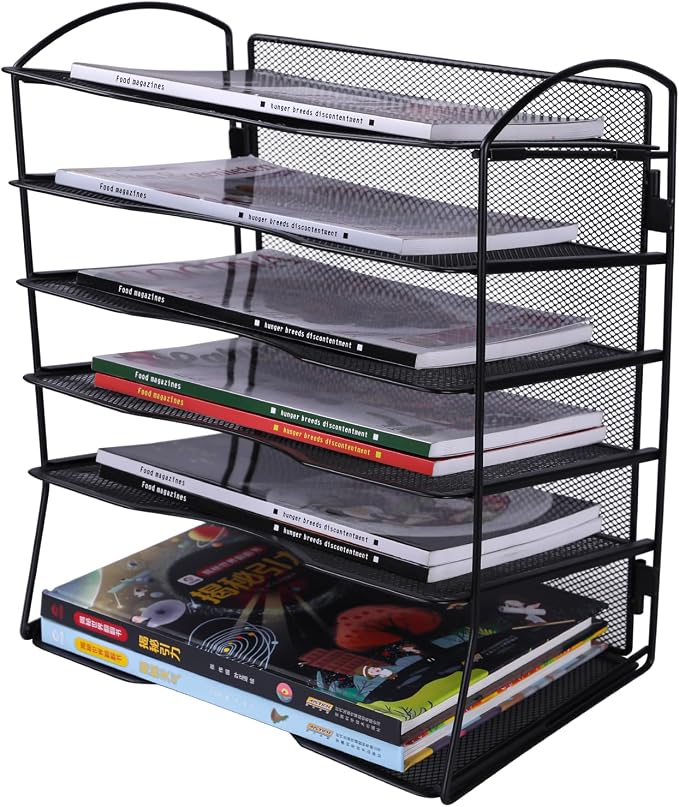 6 Tier Metal Desk File Organizer, Office File Folder Holder Letter Tray by Unknown