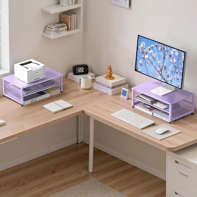 ECOLOVI 2-Tier Computer Monitor Stand Riser, Desk Organizer - Image 3