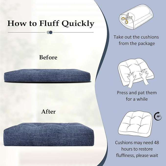 downluxe Chair Cushions for Dining Chairs 4 Pack, Tufted Indoor Chair Pads - Image 6